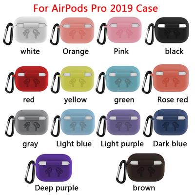 For AirPods Pro Silicone Pouch Anti-fall Anti-scratch Shockproof Cover with Keychain Hook