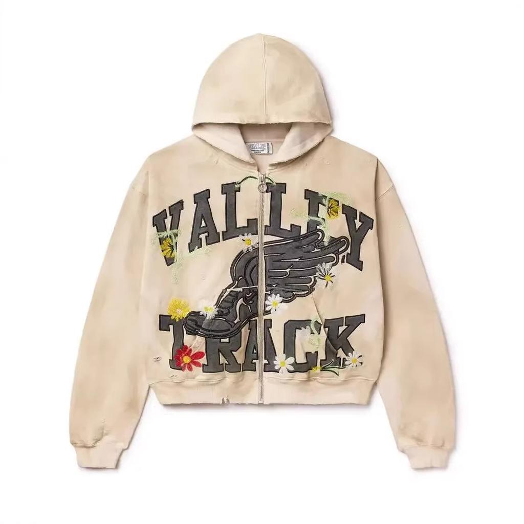 Europe, America 2025 American Graffiti Printing Men's and Women's Loose Casual Zipper Hooded Sweater Trendy Brand