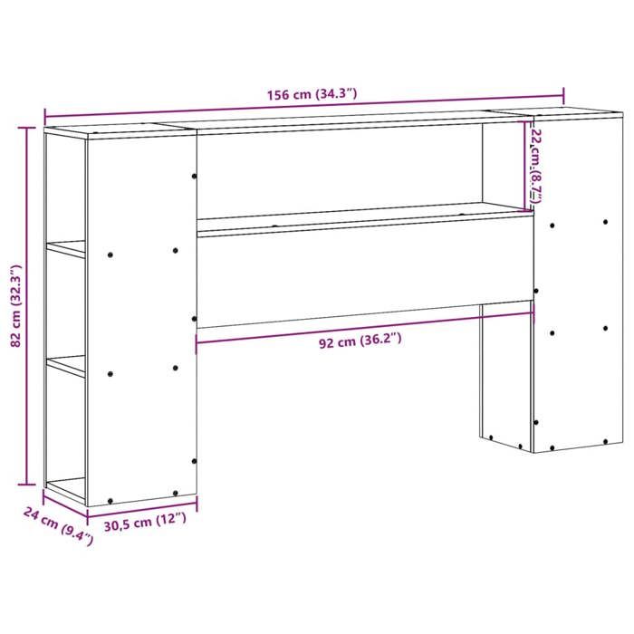 VidaXL Tête de lit avec rangement cire marron 150cm bois massif de pin, tête de lit en bois, tête de lit avec rangement, 855629