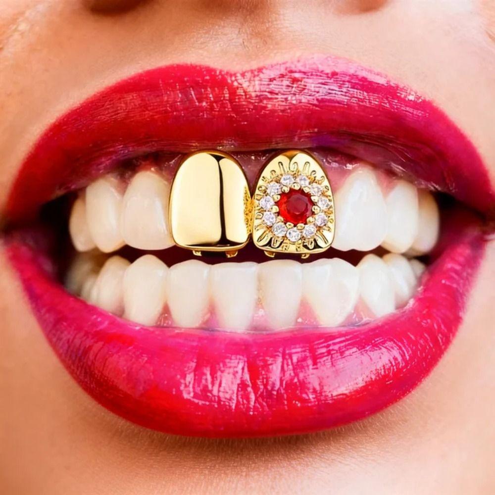 Capsules de Dents Strassées Amovibles Charme Dents Grillz Tendance Hommes Femmes Bijoux Rapper