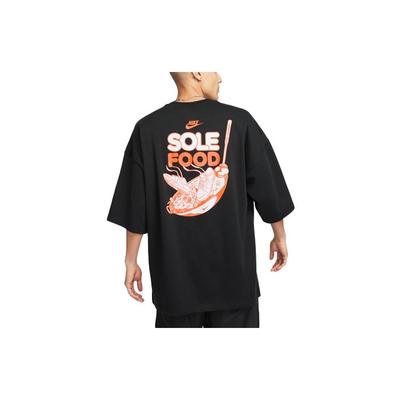 Odzież sportowa Nadruk literowy Luźny T-shirt z krótkim rękawem Męskie topy Czarny FB9808-010