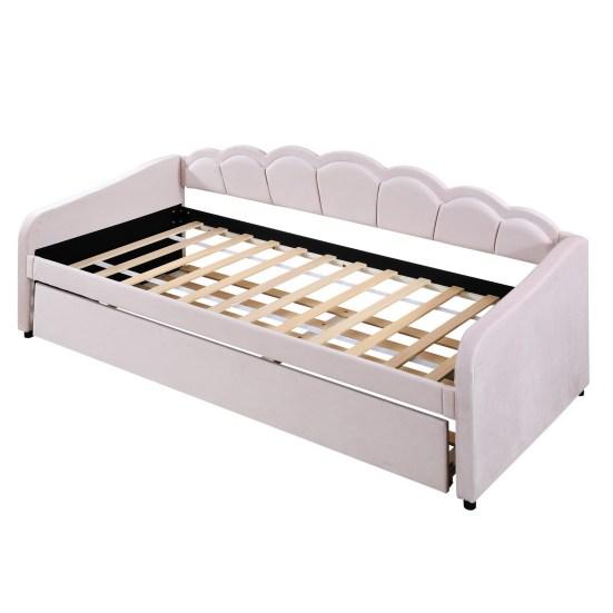 Day Bed 90x200cm with Extendable Bed Sofa Single Flat (without Mattress) Velvet Color-Changing Ambient Light Remote Control Minimalist