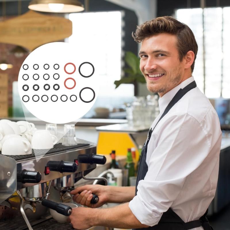 24Pcs Long Time Coffee Equipment O Rings Kit Multiple Size Seal Rubber Gaskets For Steam Valves Brews Chamber