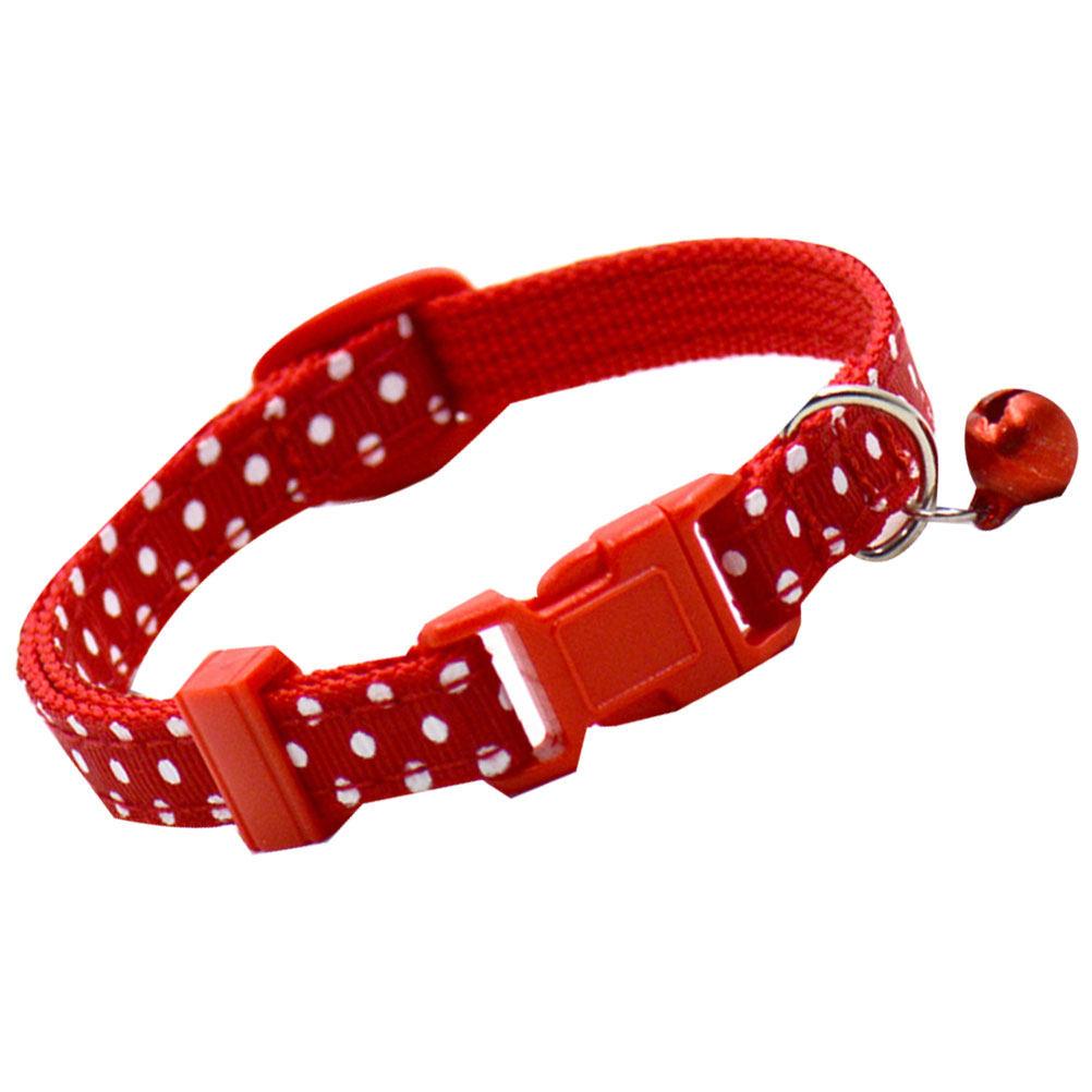 Pet Bell Collar Polka Dots Adjustable 7.5-12 Inch Width 1.0cm Plastic Buckle Small Dog Kitten Puppy Bell Collar Christmas