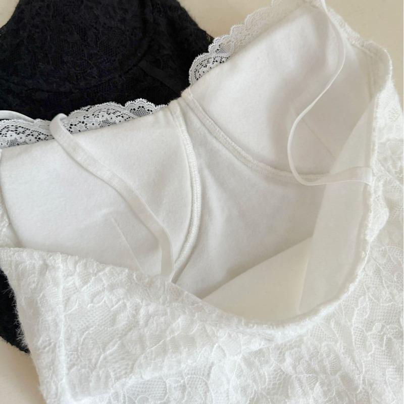 Thermoweste, Hosenträger, integrierte Unterwäsche, feiner Samt, bequeme und exquisite Spitzenweste, für Herbst und Winter mit Untersetzer