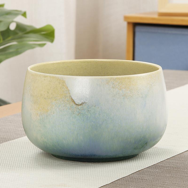 Japanese-style coarse pottery tea washing large ceramic water basin, household retro Kung Fu tea set, tea ceremony accessories, tea residue tank
