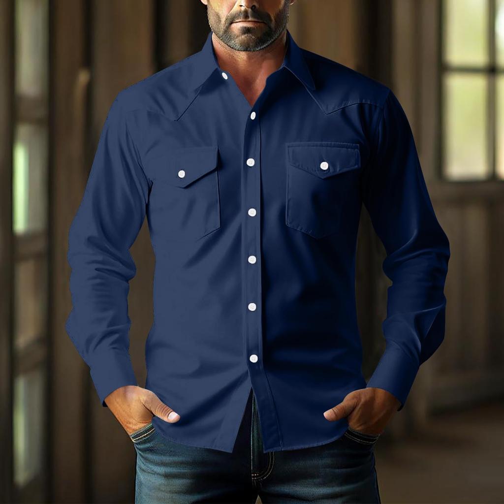 Men's Loose Classic Lapel Multi-pocket Industrial Work Shirt Top