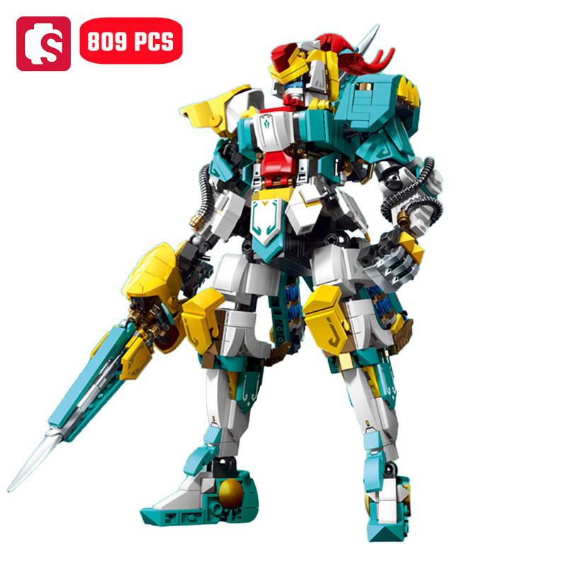Non-Toxic Sembo Five Tiger Generals Mech Assemblage Building Blocks Cool Robot Model Bricks Collectible Ornaments Children Toys Birthday Gifts