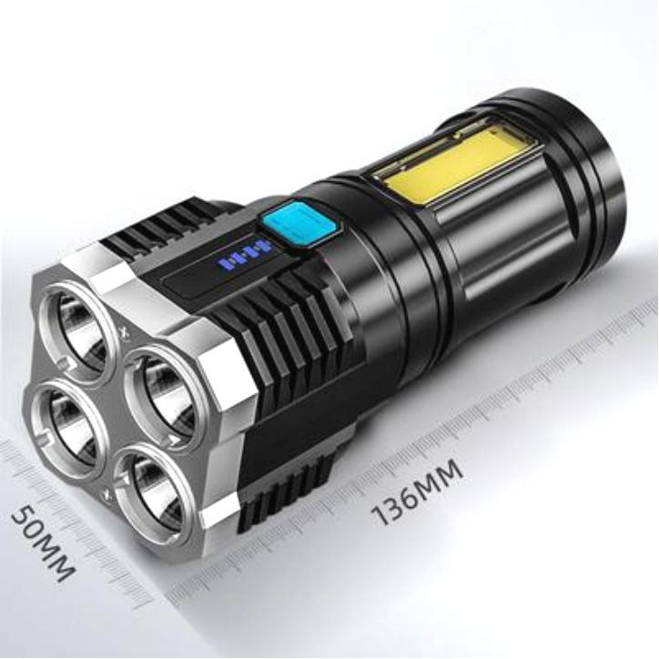 Super Light LED Flashlight COB Side Light USB Recharge Super Bright 4 LED Side Light 4 Modes Flashlight Built-in Battery Outdoor Hunting Camping