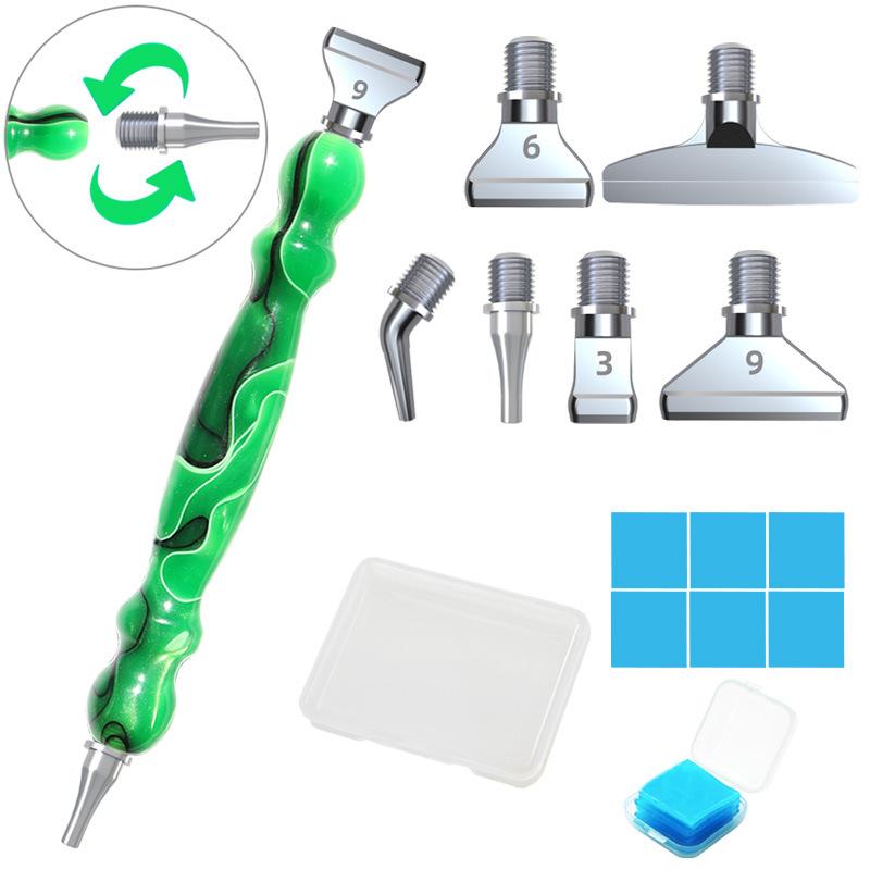Resin Diamond Paint Brush Kit with 6 Interchangeable Tips, DIY 5D Diamond Art Tool Set - Multifunctional Accessory