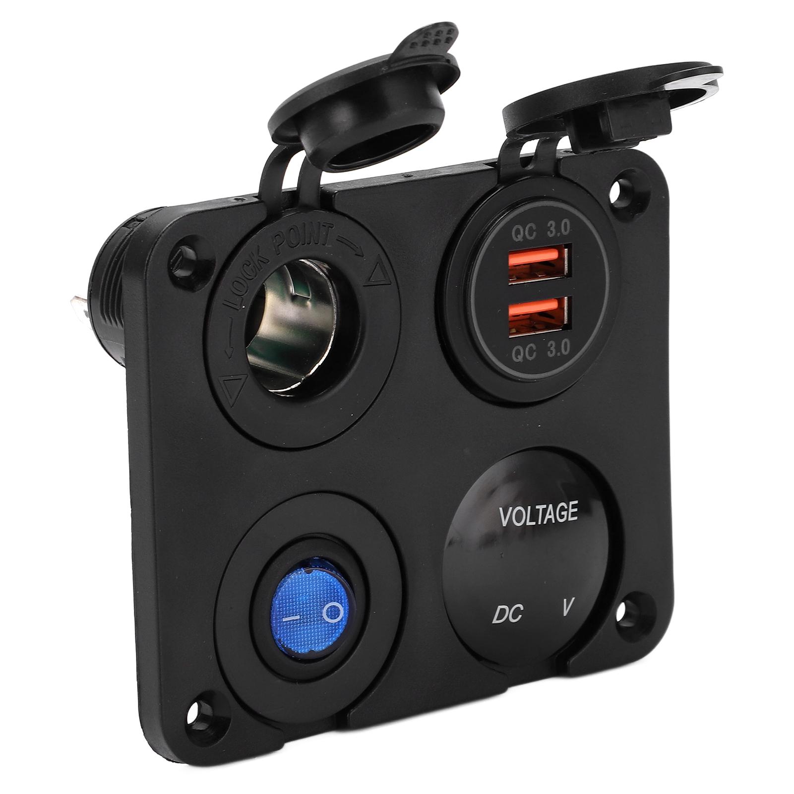 

Car USB Charger 4 Hole Waterproof Design Intelligent Control Dual Port Car Power Outlet for Automobiles Motorcycles