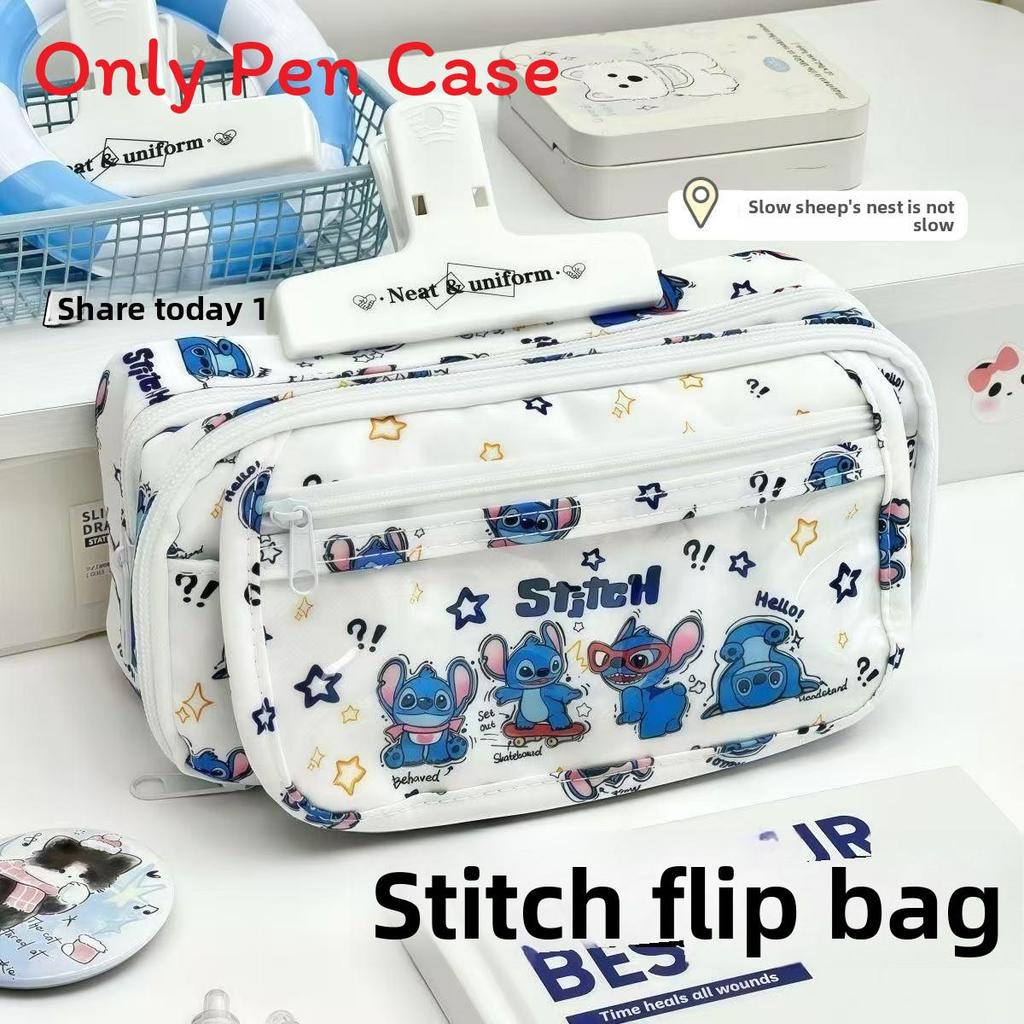 Small Red Book Cartoon Pencil Case With Multilayer Storage And Zipper For Students