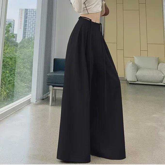 2024 Frühling Koreanische Weitbeinige High-Waist Drapierte Hose Rock für Damen