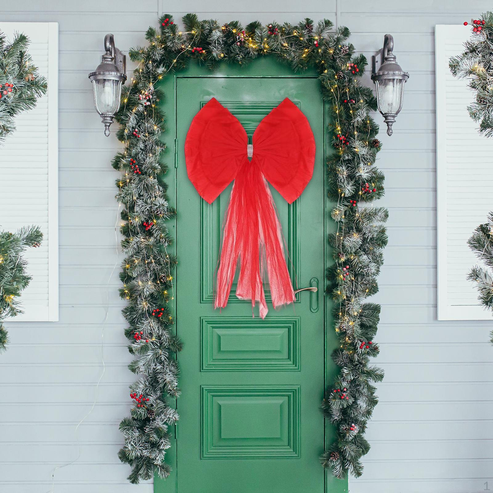 

Рождественский шкаф с большим бантом на передней двери, праздничное рождественское большое праздничное украшение 300x75cm красный