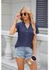 2025 Spring/Summer V-Neck Button Loose Short-Sleeve Solid Color T-shirt