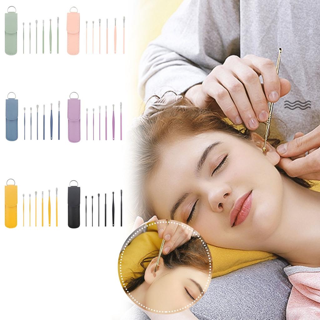Innovative Ear Wax Cleaning Tool, 6-Piece Stainless Steel Ear Cleaner Remover, Ear Cleaner With Storage Bag For Cleaning Earwax
