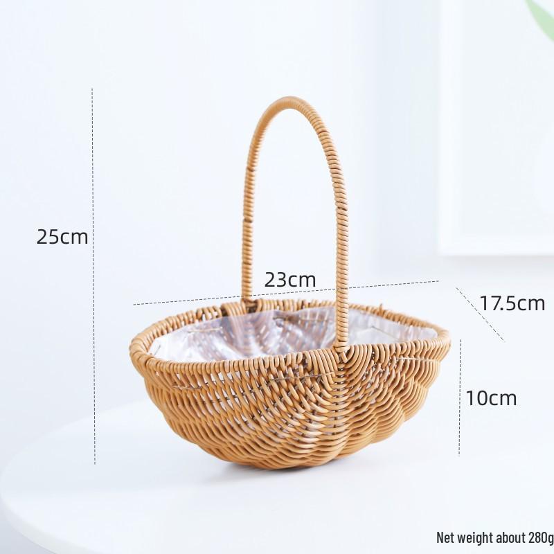 Handheld Woven Rattan Basket: Ideal for Flowers, Fruit, Gifts, Storage, and Souvenirs - Perfect for Flower Shops and Children's Day Celebrations.