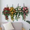 Flower Door Basket Artificial Flower Wreath Artificial Flower Rattan Vine Decoration 6-head Faux Silk Hanging Rose for Wedding