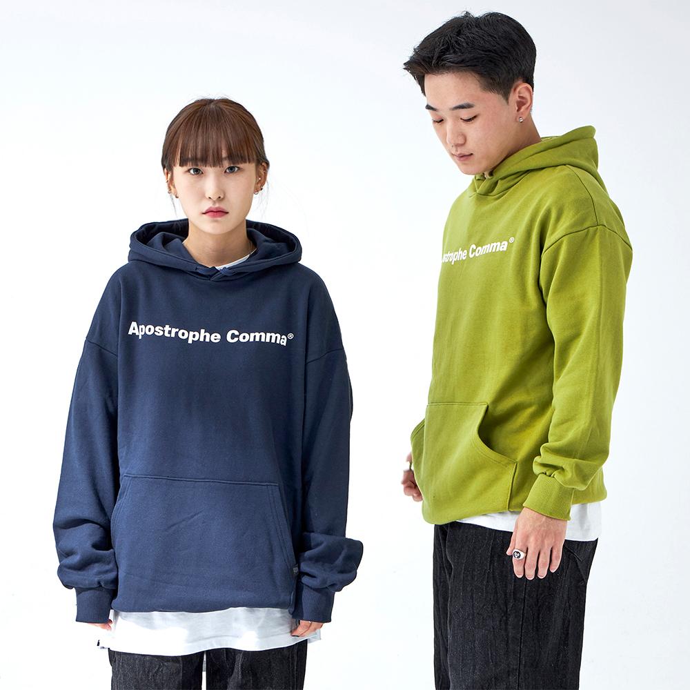 Upper Trophy Comma Basic Full Name Logo Hoodie (Navy/White) Navy/M