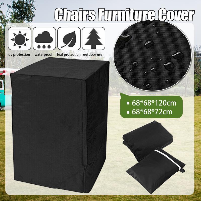 Dust-proof Chair Cover Outdoor Garden Heavy Duty Black Stacking UV Waterproof Furniture Cover Patio Garden Table Chair Covers