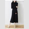 Slimming Mid-length Dress for Women Half Turtleneck Knitted Dress Solid Color A-line Sweater Dress for Autumn and Winter