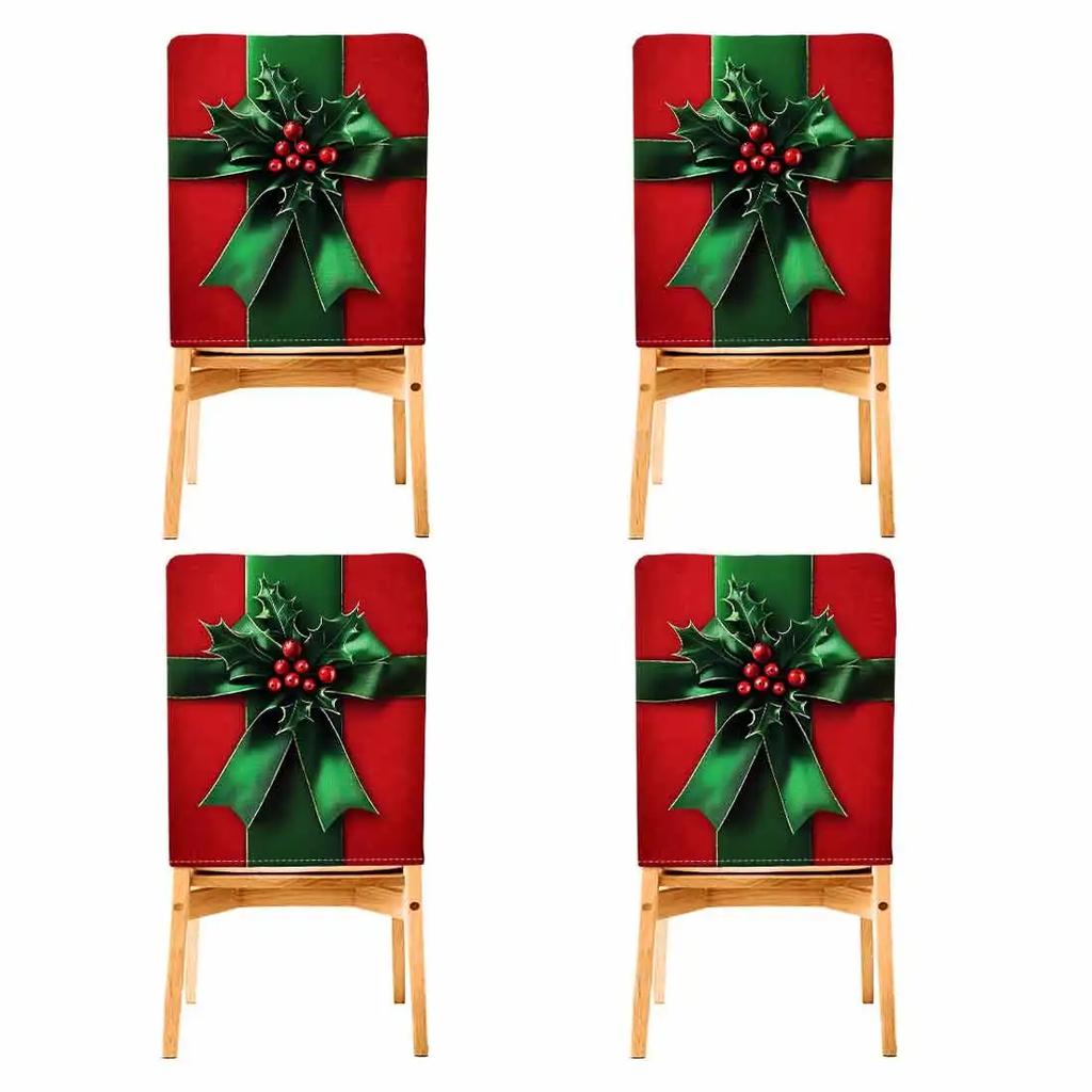 2/4/6pcs/set 45x55cm Christmas Bow Berries Chair Cover Table Decoration Dining Seat Chair Covers Dining Room Bar Party Banquate
