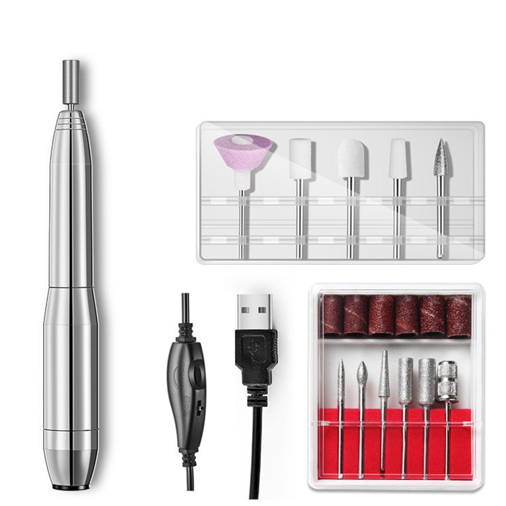 Aluminum Alloy Nail Polishers Nail Remover USB Electric Sanding Pen Remove Nail Polish Grinder