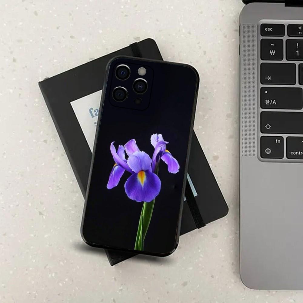 Fragrant Iris Phone Case For Apple iPhone 15,14,13,12,11,Pro,X,XS,Max,XR,Plus,Mini Soft Black Cover
