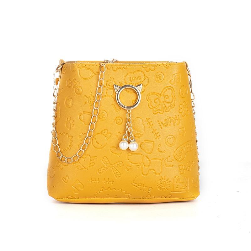 Ladies bag new fashion pearl printing messenger bucket bag fresh and sweet messenger bag