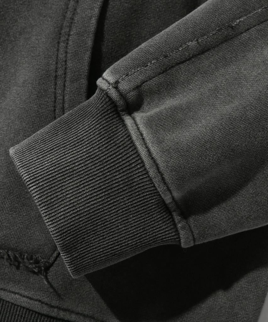 Dimitri Black Vlad Cutoff Applique Zip-Up Hoodie_Charcoal