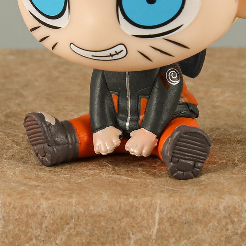 6Pcs 1Set Anime Naruto Figure Uchiha Sasuke Kakashi Lee Gaara Haruno Sakura Sitting Q Version Set Model Toy Gift Action Figure