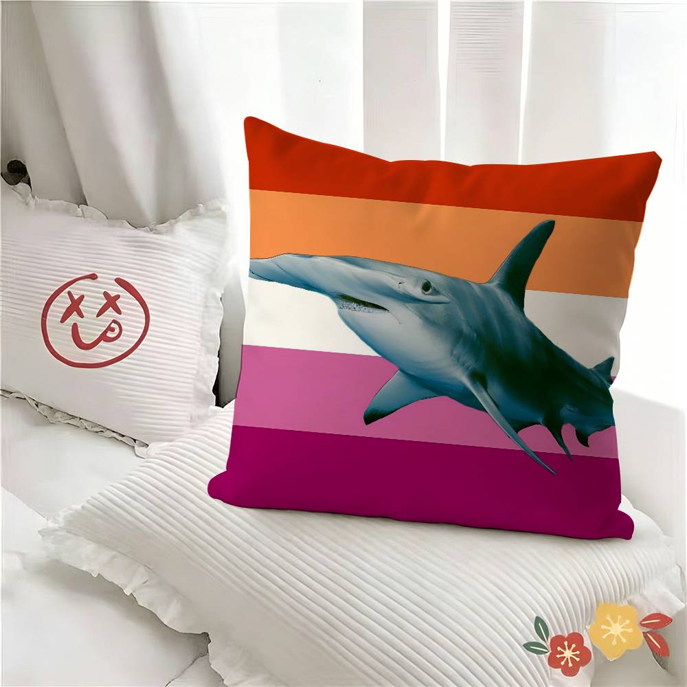 Pc Trans Blahaj Shark Pillow Case Fashion Square Pillowcase Bedroom Sofa Room Ins Decoration Leisure