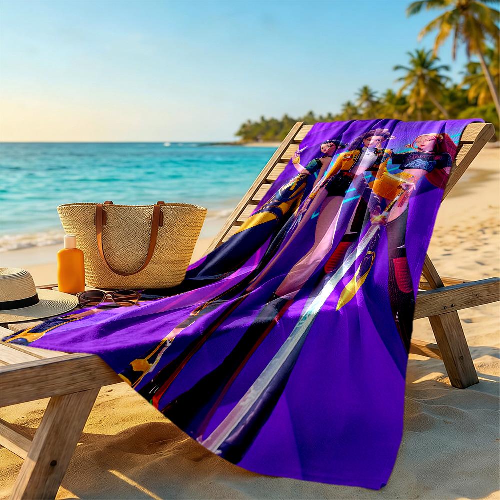 Kpop Demon Hunter Girls Beach Towel High Absorbency & Quick-Dry Comfortable Lightweight Suitable for Swimming, Gym, Camping, Yoga Vacation