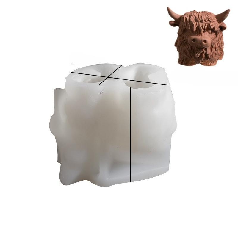 1Pc Highland Yak Candle Silicone Mold, Scottish Cow Animal Gypsum Statue Ornament Resin Epoxy Abrasives