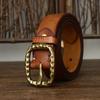 Men's Thick Belt Thick Retro Brass Buckle High-End First Layer Cowhide Leather Jeans Belt