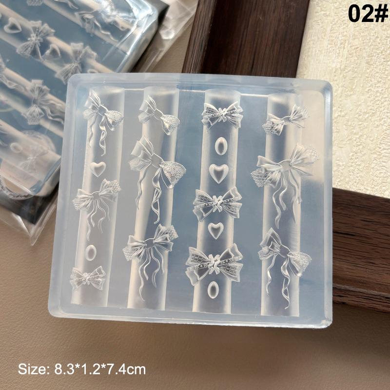 3D Ribbon Bowknot Silicone Mold for UV Gel Polish Stamping Stencils DIY Nail Art Design Charms Carving Art Mould