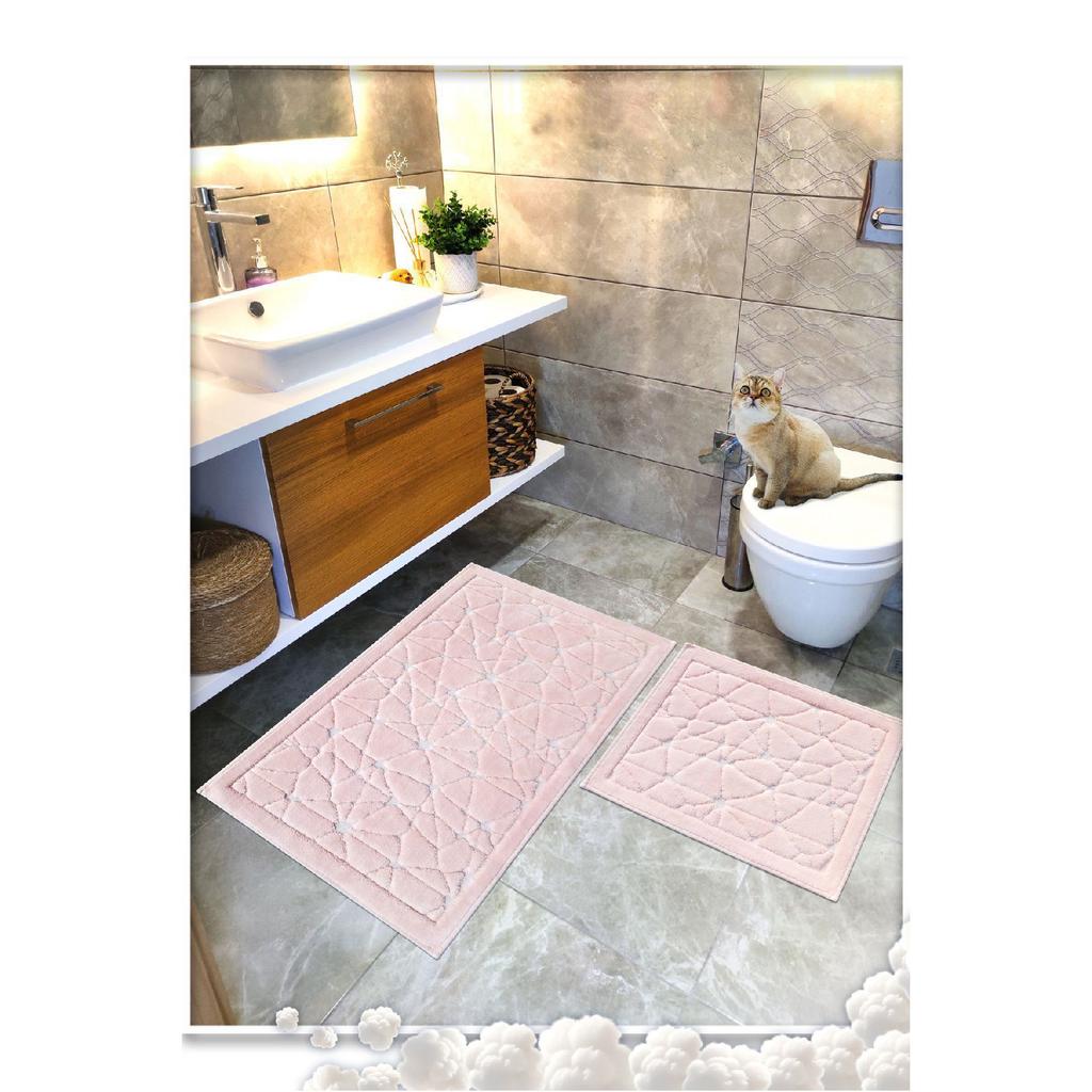 100% Cotton Woven Bath Mat Set, Bath Rug Glass Set Of 2 60x100 - 60x50