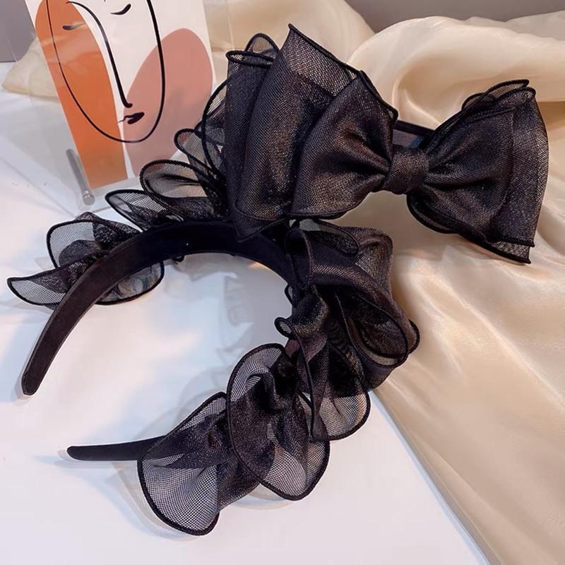 Bow mesh princess headband, new high-end Internet celebrity hair accessories, women's high skull top headgear, three-dimensional face wash headband.