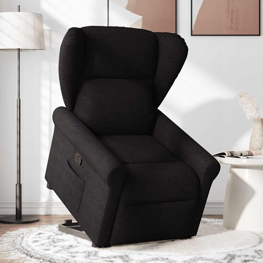 Recliner Chair with Rising Function Black Fabric