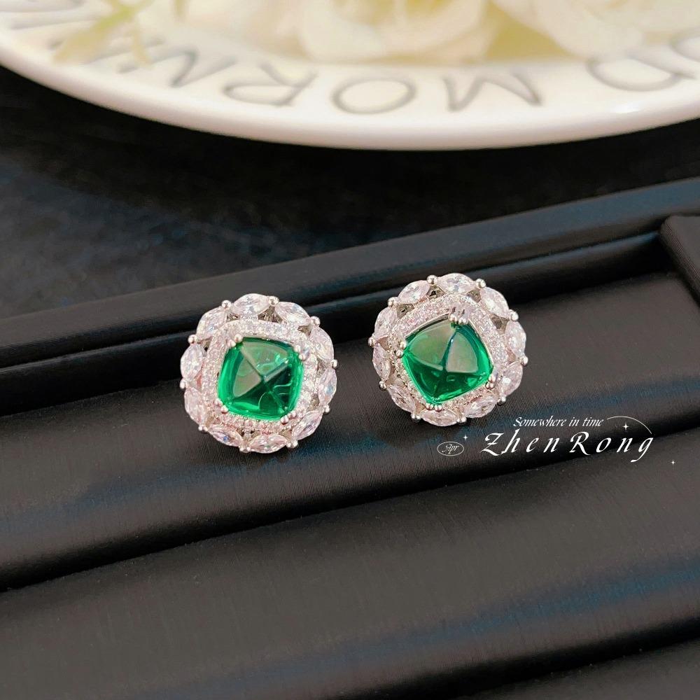 Women Jewelry Set Ruby Earrings Pendant Royal Blue Emerald Sugar Loaf Ring Luxury Gemstone Gift