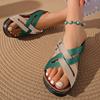 Fashion Women's Sandals Fashion Patchwork Color Thick Soled Wedge Slippers Hollow Casual Beach Sandals 2025 Summer Sandalias Mujer