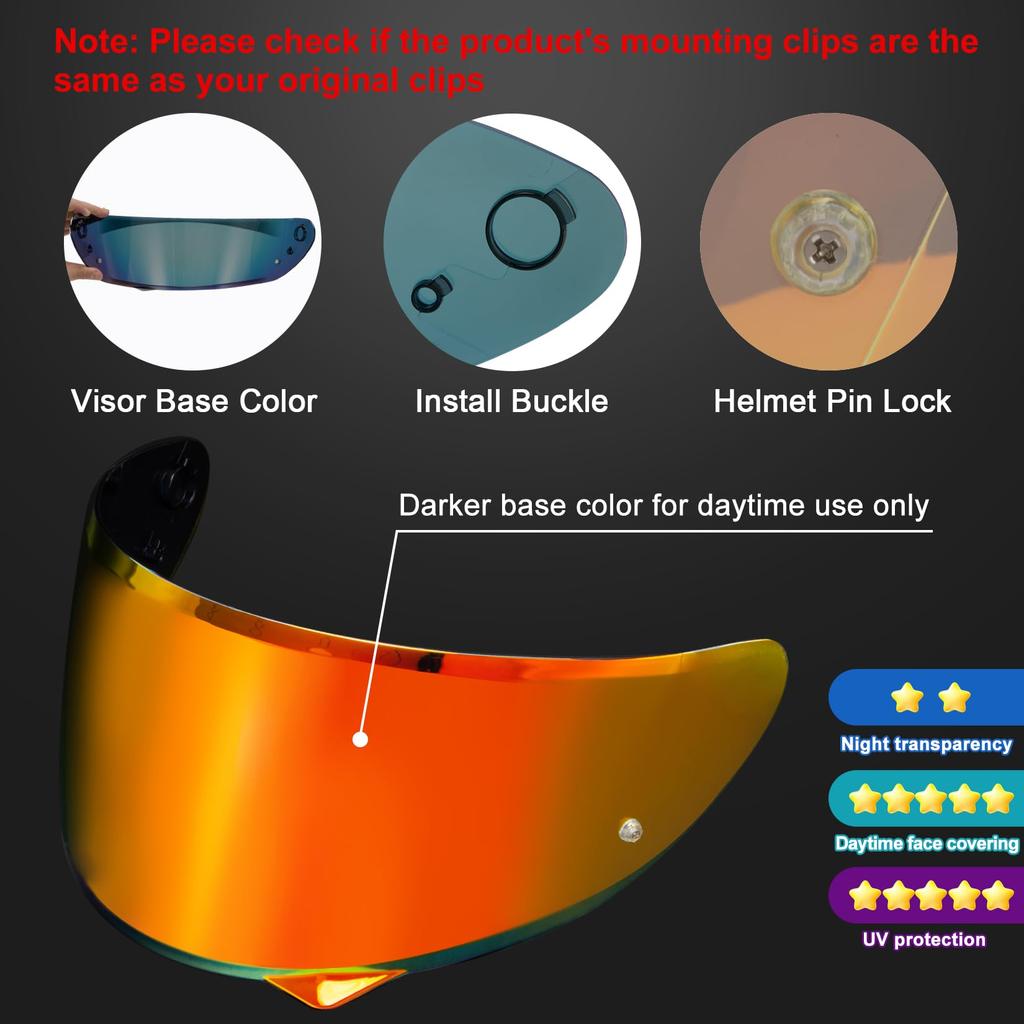 PSLER Helmet Visor Helmet Sun Visor Shield Windproof Helmet Lens Compatible with C10 HJ-34P Visor-C10 HJ-34P