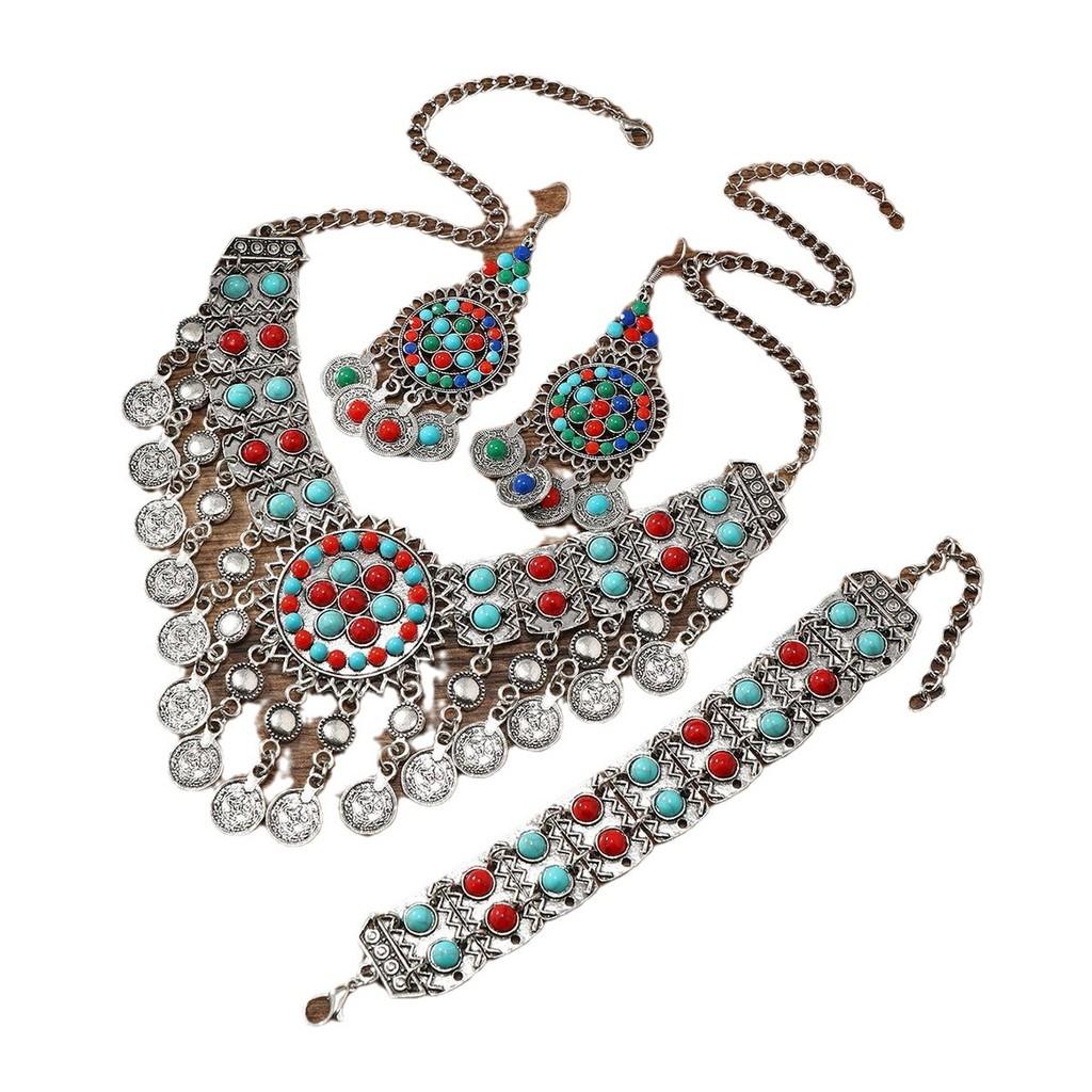 

Vintage Multi Layer Coin Colored Necklace With Alloy Chain For Ladies Fashion Accessories срібний