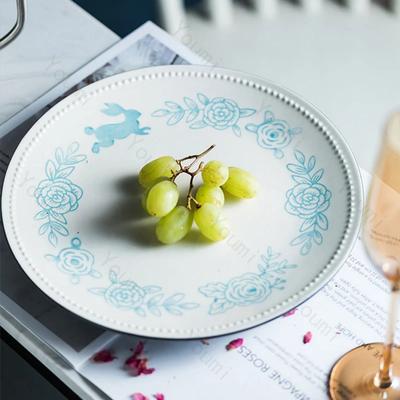 Kreative Keramikplatte im japanischen Stil, handbemalte Blumen, Essteller, köstliche Hausmannskost, Steakplatte, exquisites Geschirr