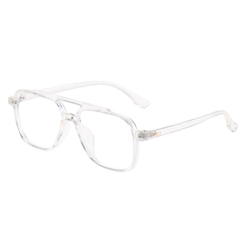 Tr90 Transparent Retro Double Beam Glasses Frame Men'S Big Frame Big Face Flat Mirror Women'S Tide Literary And Artistic With Myopia