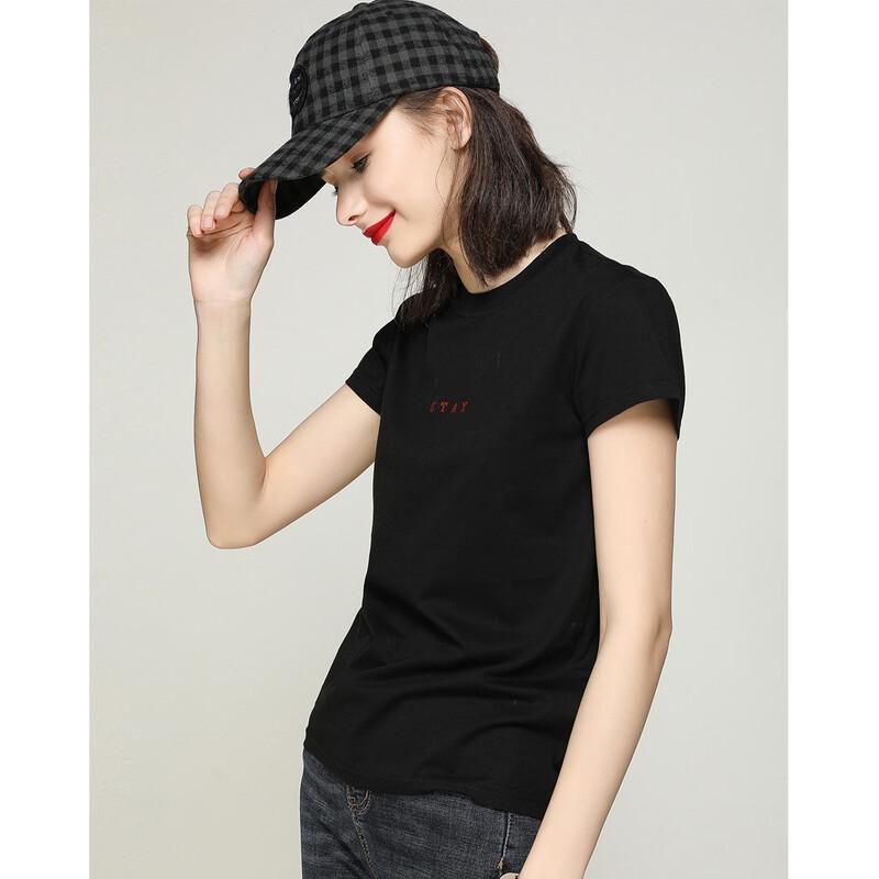 Bailuyu Women's Cotton Letter Print Short Sleeve T-Shirt