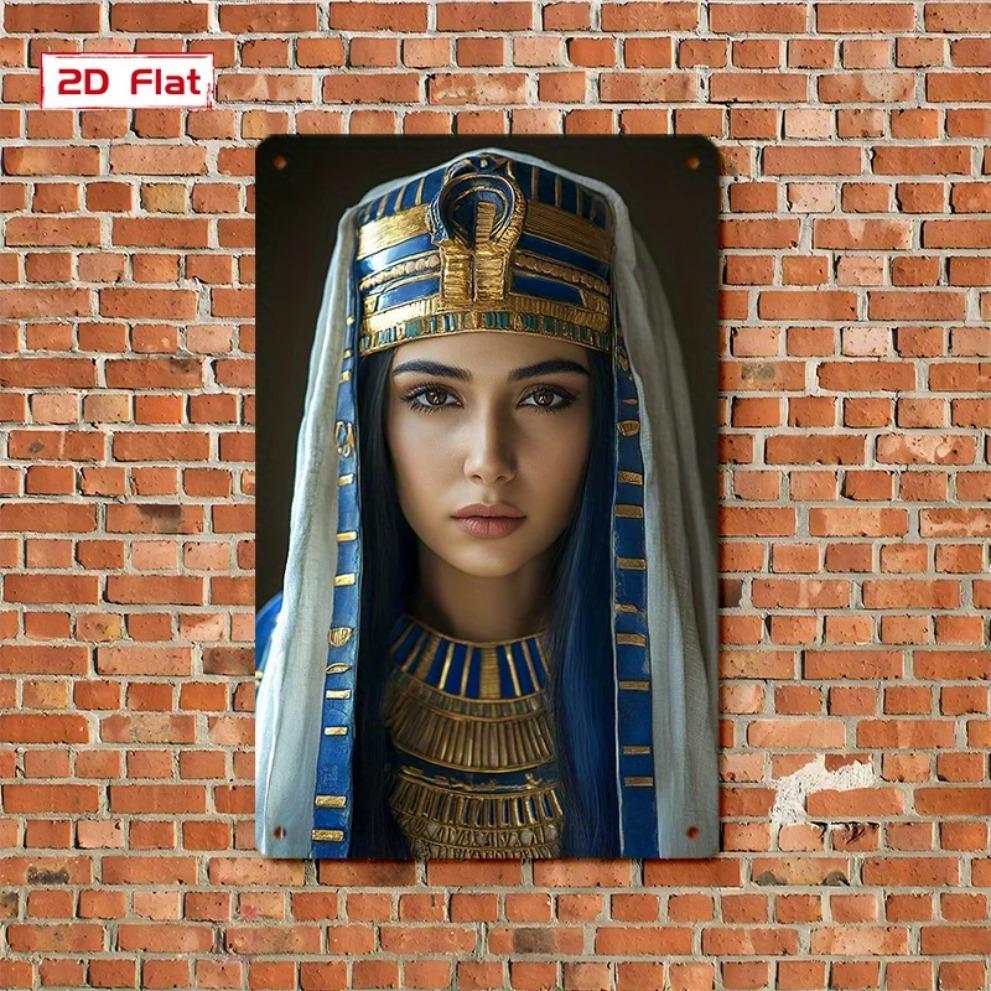 Vintage Egyptian Pharaoh Metal Tin Sign 8x12 Inch Wall Art Decor for Home Garage Pub