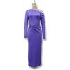 Chic European & American Off-Shoulder Pleated Long-Sleeve Maxi Dress