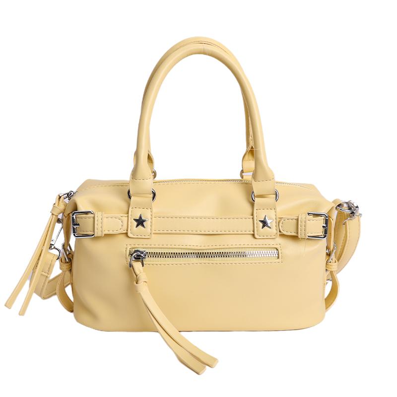 

2026 New Women s Glossy PU Boston Handbag Large Capacity Fashion Popularity Shoulder Crossbody Bag for Daily Commute Shopping жовтий