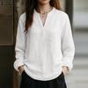 ZANZEA Women Casual V-Neck Solid Color 3/4 Sleeve Loose Blouse